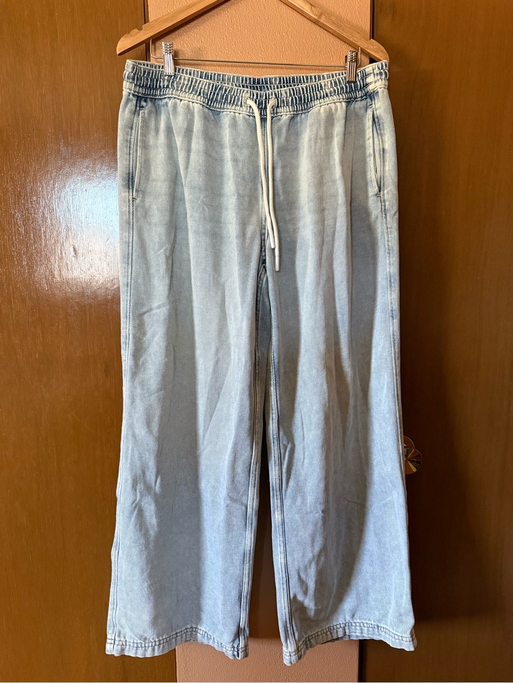 H&M Light Blue Wide-Leg Drawstring Jeans